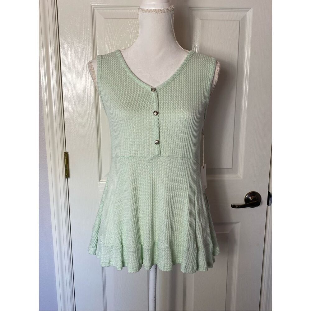 AVA JAMES Womens Small Light Mint Sleeveless Top